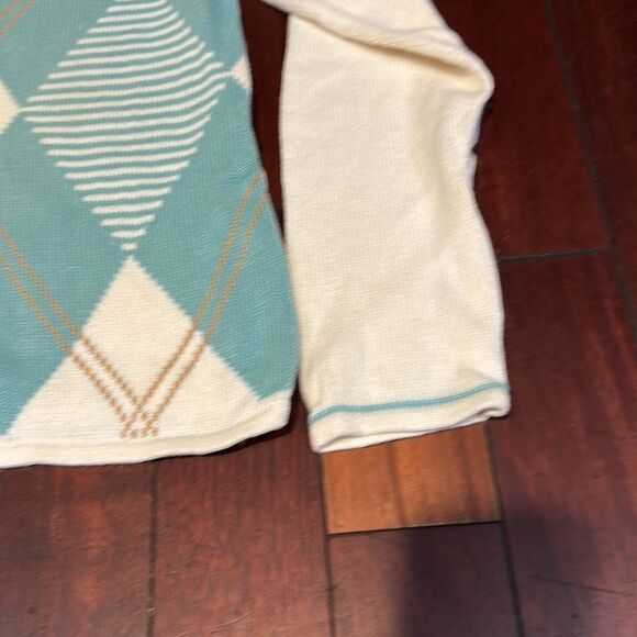 Vintage Izod Argyle Patterned Sweater - Cream and Blue - Picture 3 of 5